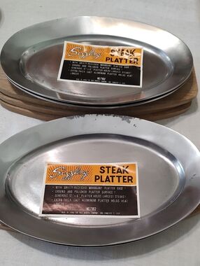 Sizzling Steak Platters With Wooden Base